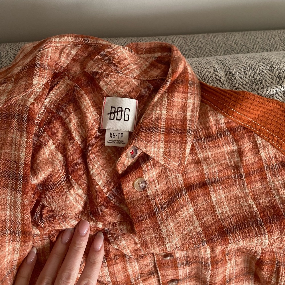 BDG Orange Plaid Shirt